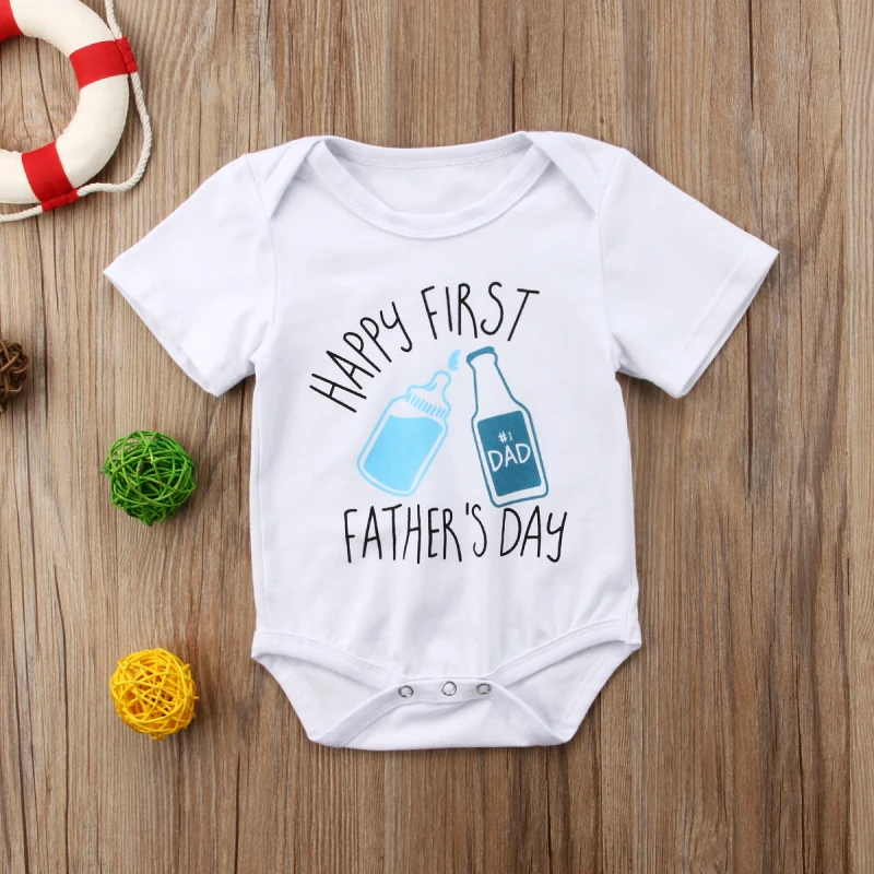 

Newborn Baby Boys Girls Bodysuit Happy first fathers day