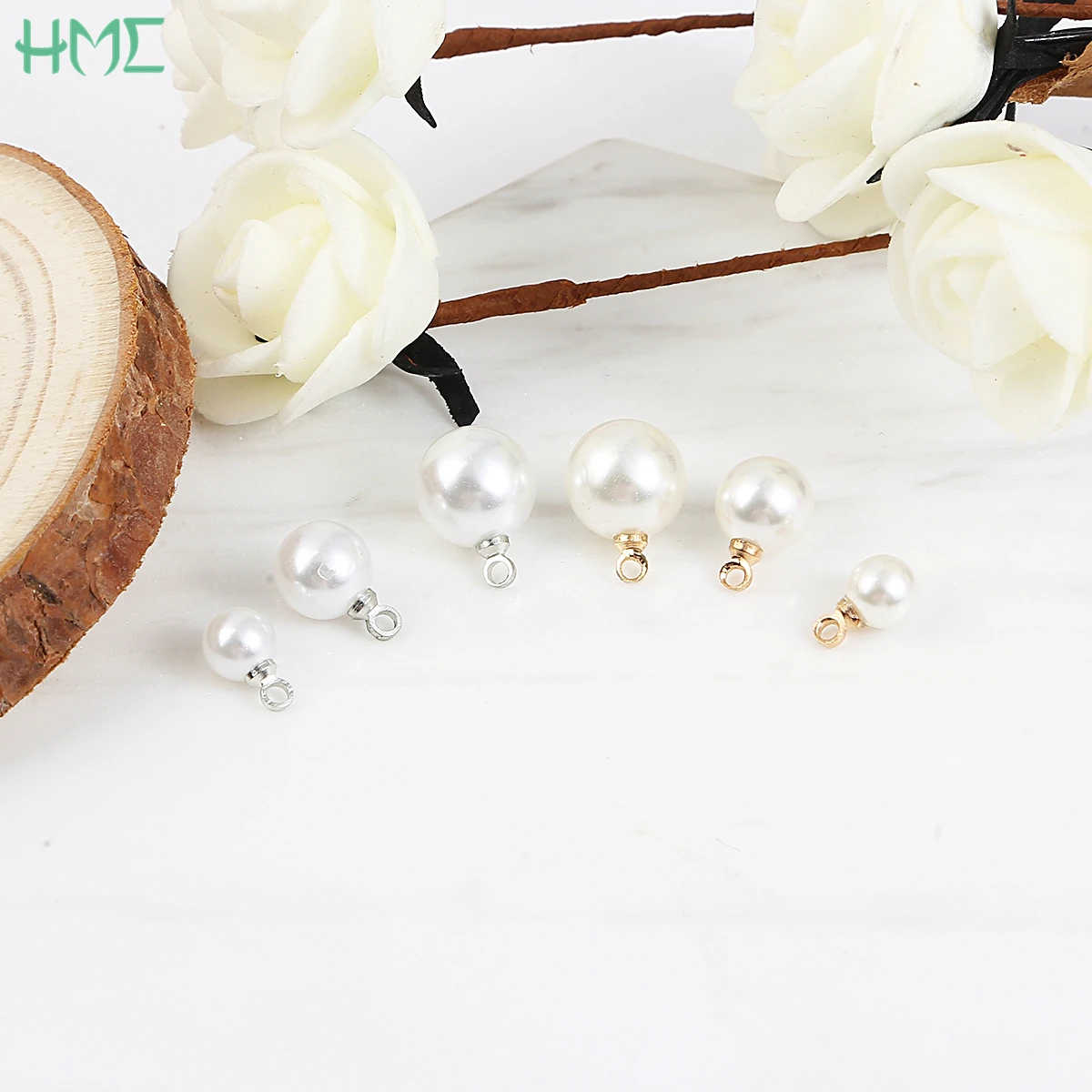 Imitation ABS Pearl Round Beads Charm Pendant 10pcs for Earrings Bracelet Necklace Choker DIY Ear Stud Jewelry Findings Making