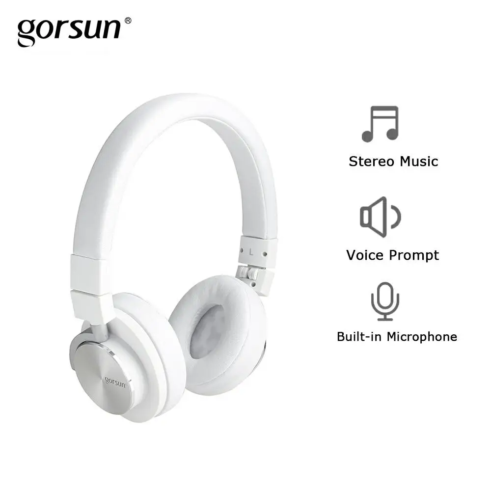 white Gorsun GS781 наушники стерео гарнитура 3,5 мм складные наушники с микрофоном для телефонов компьютер ПК ноутбук Xiaomi - Цвет: white