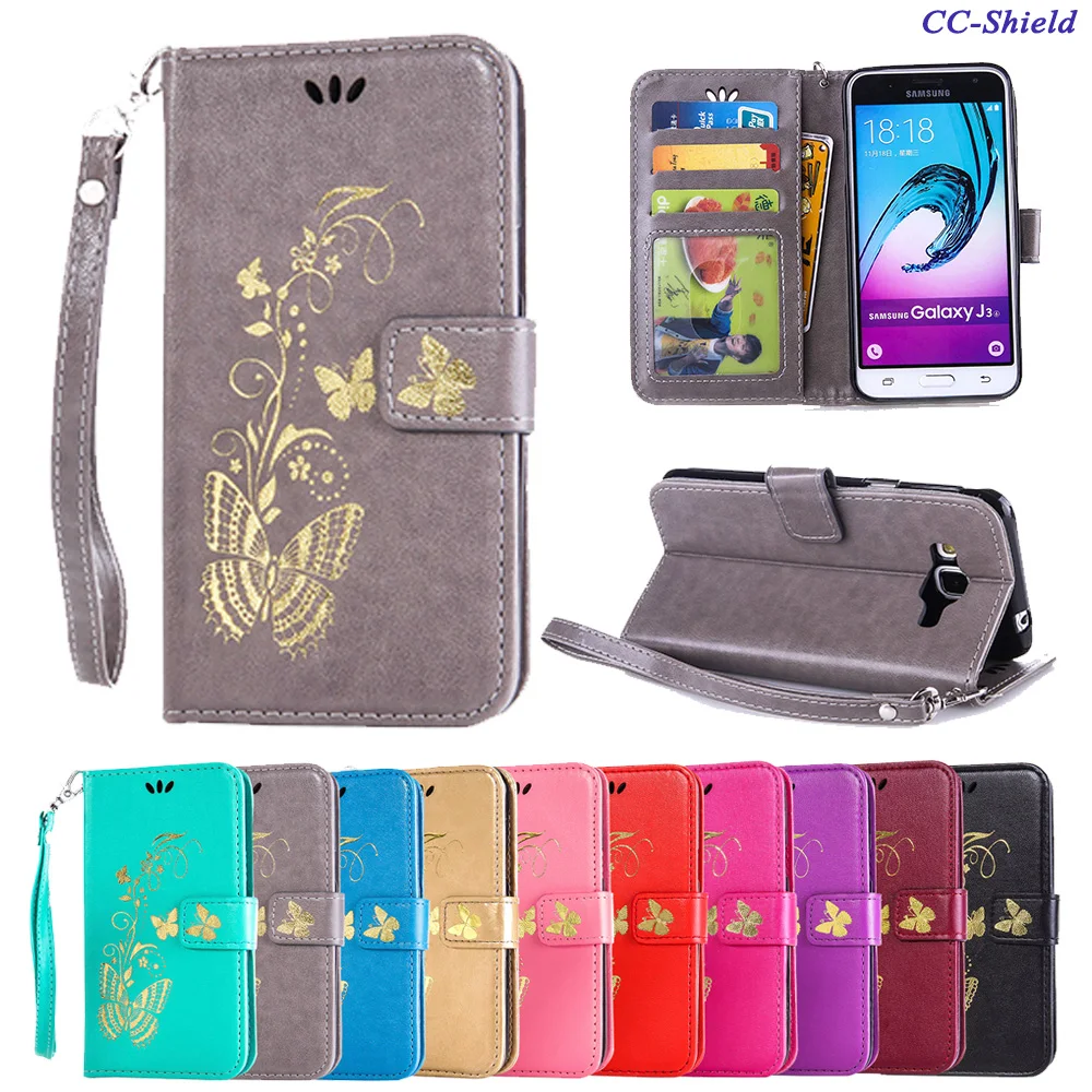 

Flip Case for Samsung Galaxy J3 2016 J320 J320F/DS J320FN SM-J320FN J320F Butterfly Phone Leather Cover for Samsung J3 2016 case
