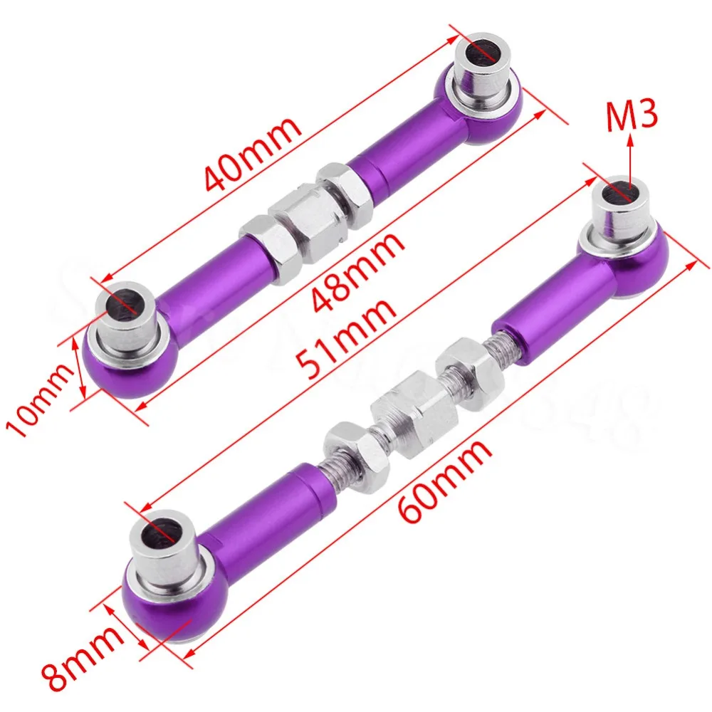 2pcs/lot Adjustable 48 60MM Aluminum Steering Linkage For 1/10 RC Model