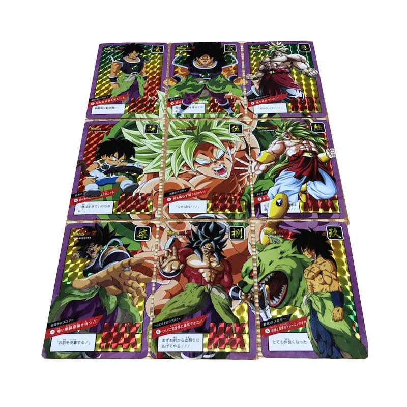 

9 Spelling Cards Dragon Ball NEW Goku Broly Flash Card Action Toy Figures Commemorative Edition Game Flash Card Collection Cards