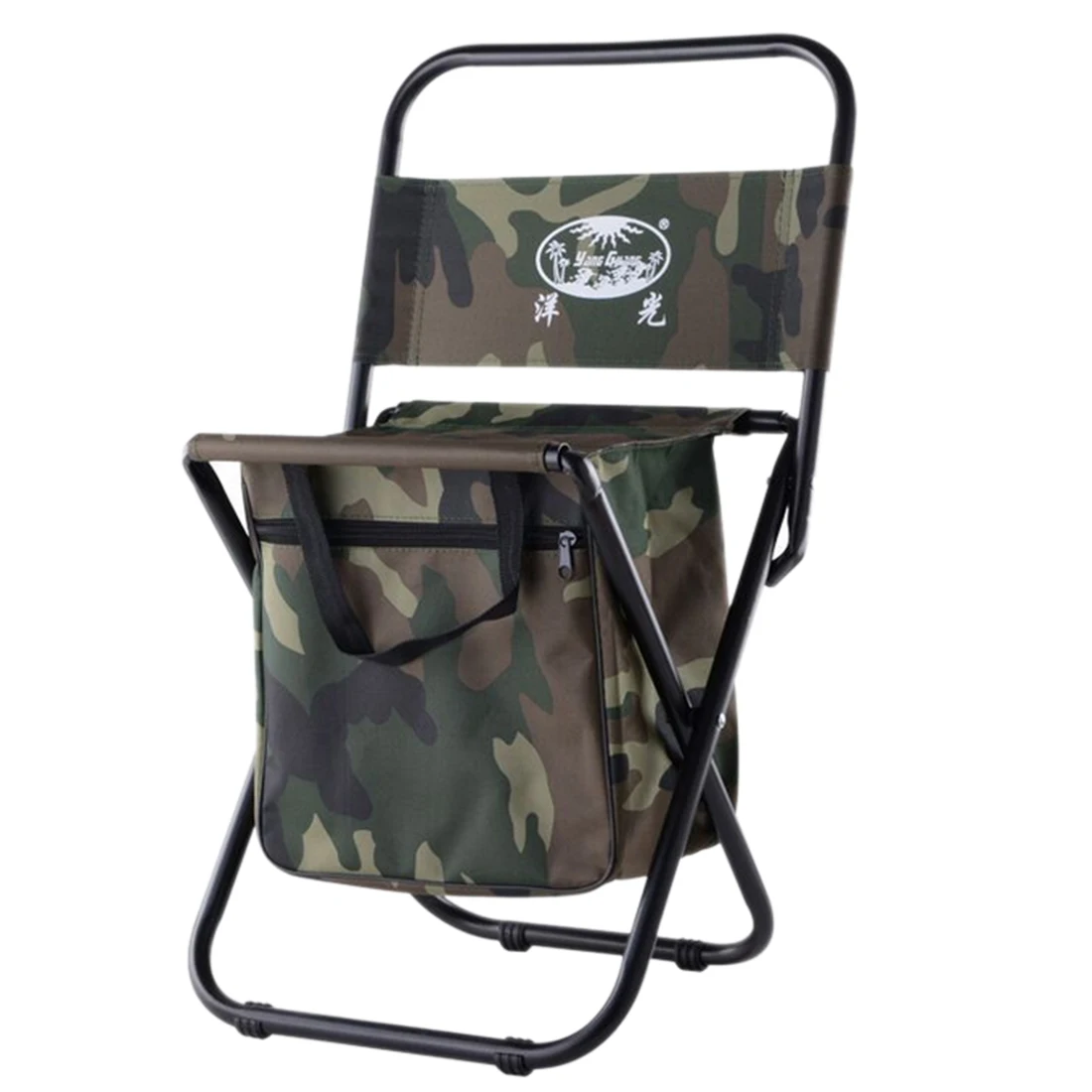 

Outdoor Camping Folding Beach Chair Picnic BBQ Stool Seat Travel Chairs Fishing Chair with Storage Bag - Army Green