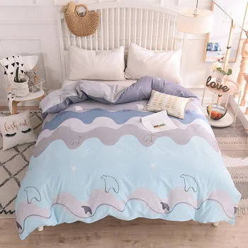 

100% cotton textile Stylish Simplicity Striped Cartoon bear 3/4pcs Bedding Sets Duvet Cover Bed Sheet Pillowcase bedclothes