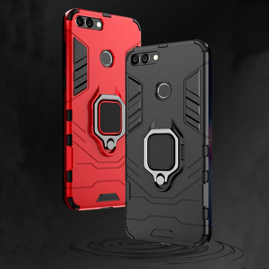 

Luxury Armor Ring Case For Huawei P Smart Case Magnetic Anti-Fall Soft For Huawei P Smart 2019 Cover For Huawei P20 Lite Case