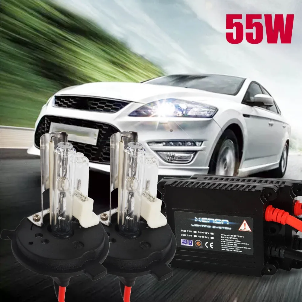 Taitian 2 шт. ксенон галогенная лампа H4 6000 К фары Hi Lo 55 Вт балласт HID bi xenon комплект
