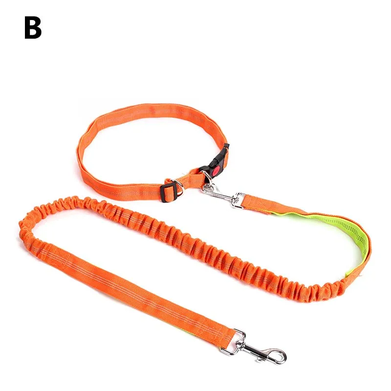 New Hot Style Night Reflective Elastic Nylon Leashes Hand Free Waist Belt Jogging Leads Retractable Leash For Small Pet Dogs - Цвет: B