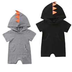 Мода для новорожденных для маленьких мальчиков с рисунком динозавра боди комбинезоны наряды милые Модная одежда для детей, Детская мода