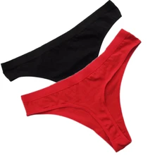 Новые сексуальные стринги Хлопковые женские трусы стринги с низкой талией сексуальные трусики нижнее белье M L черная кожа красный белый
