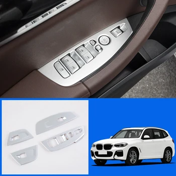 

ABS Matte/ Carbon Fiber Color Interior Window Lift Switch Button Cover Trim 4pcs Left Hand Drive For BMW X3 G01 2018