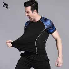 Для мужчин Pro быстросохнущие тренировки тренажерный зал Топ футболки спортивные Runing Йога обтягивающие колготки для фитнеса Одежда дышащая упражнение футболка 4XL