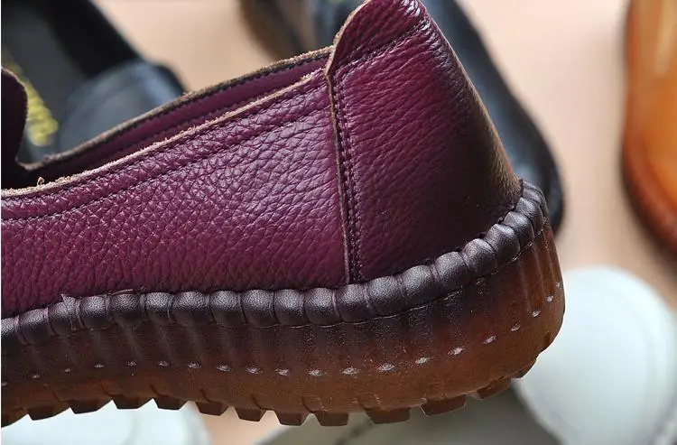 Genuine Leather Loafers Women Casual Shoes Handmade TPR Bottom Mother Slip On Flats Comfort Sewing Women Shoes Plus Size 35-41 (12)