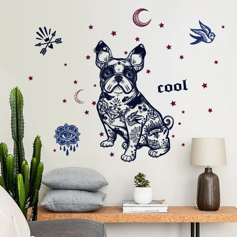 home decoration wall stickers dog cute animal wallpaper decals self