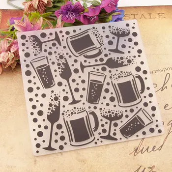 

KLJUYP Wine Glass Plastic Embossing Folders for DIY Scrapbooking Paper Craft/Card Making Decoration Supplies EM120