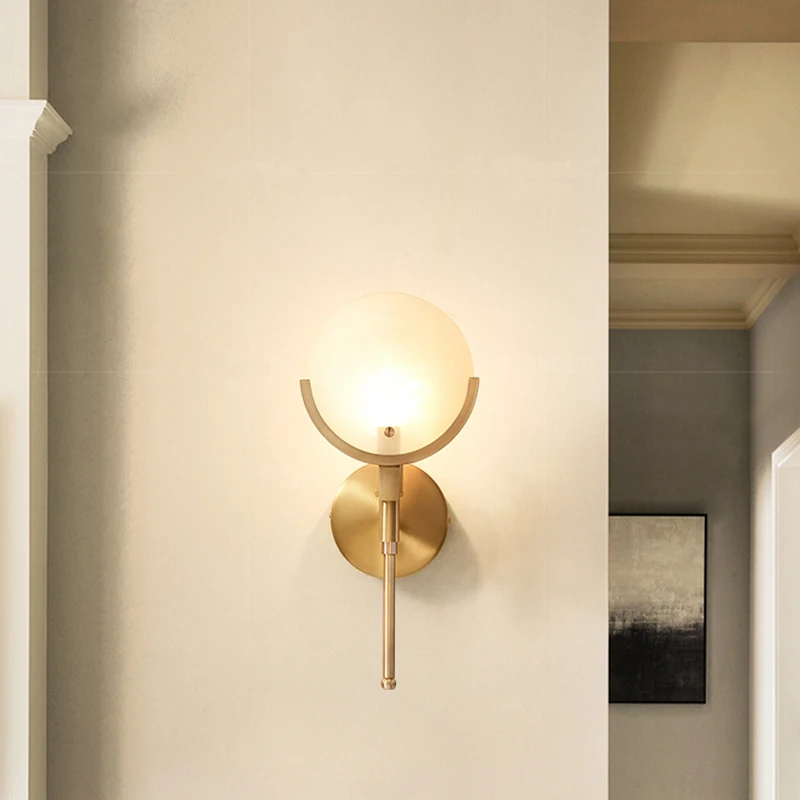 

Bedside Lamp Club Hotel Guest Room Wall Light Aisle Stair Lamp Modern led Wall Lamp American All Copper Wall Lamp Bathroom Light