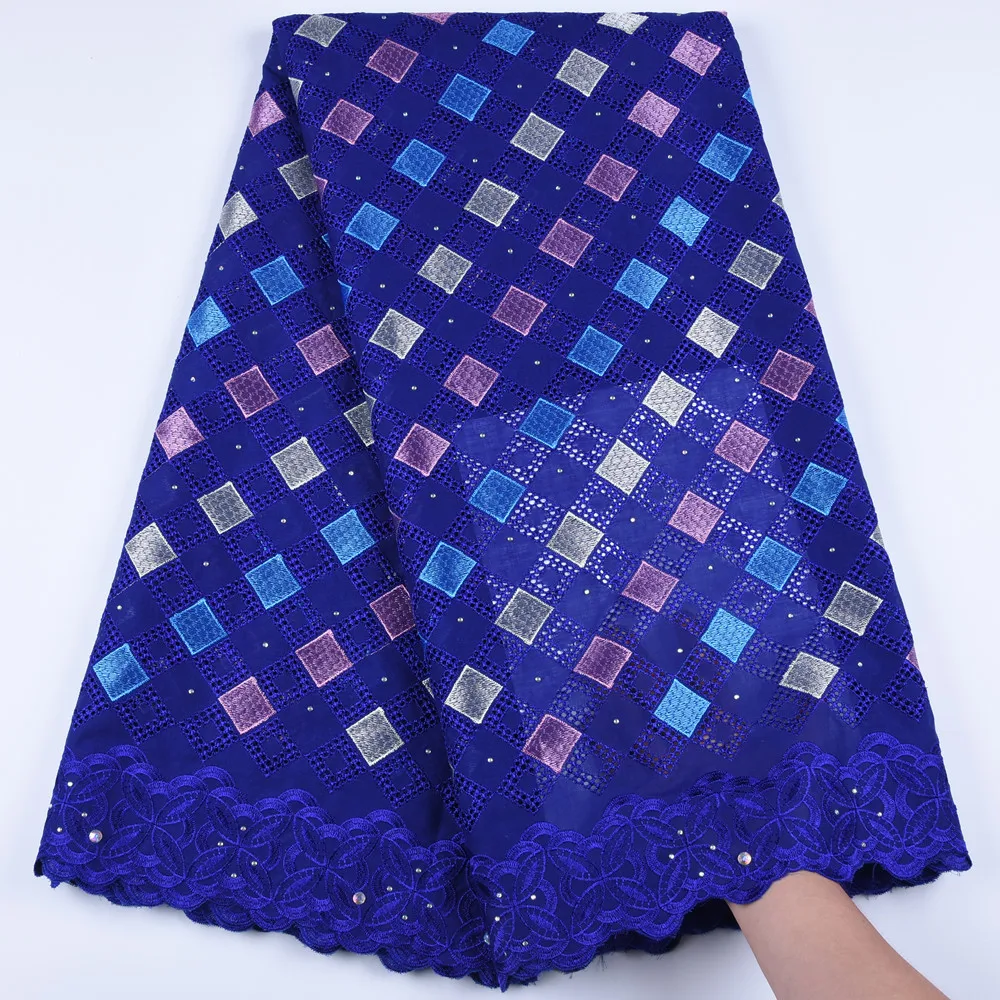 

Royal Blue African Dry Lace Fabric With Stones High Quality Cotton Nigerian Lace Fabric Swiss Voile Lace In Switzerland ManA1671