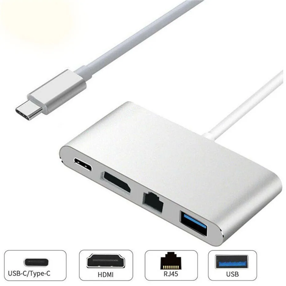 Basix  4 in 1 USB-C Hub Adapter USB 3.1 Type C to HDMI 9