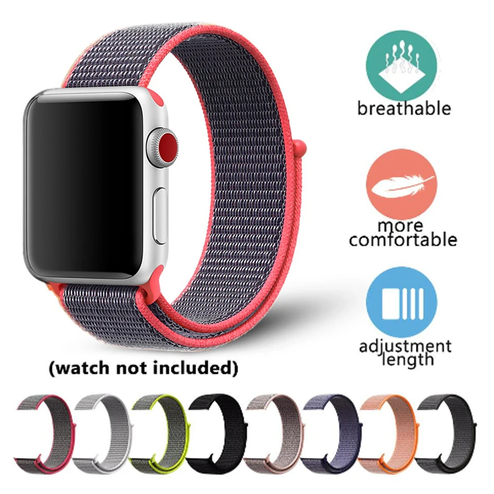 Durable Sports Nylon Hook And Loop Strap Watchband For Apple Watch 4/3 ...