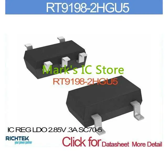 RT9198 2HGU5 IC REG LDO 2.85V .3A SC70 5 RT9198 2HGU5 9198 RT9198 T9198 ...