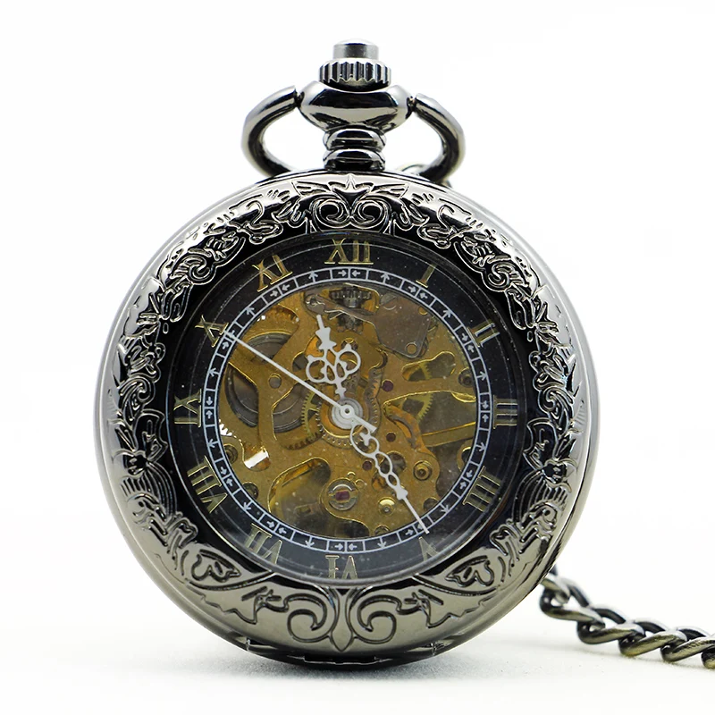

Fashion Retro Luxury Automatic Mechanical Pocket Watch Cool Stylish Vintage Fob Chain Clock Pendant for Men Women PJX1155