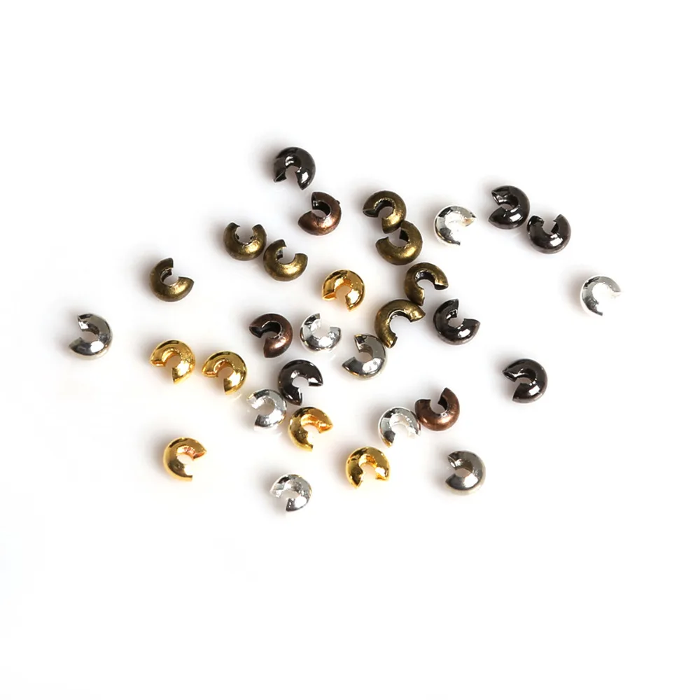 

100PCs 3mm Plated color Crimp Beads Covers metal Iron jewelry Findings Accessory for DIY fashion earrings necklace New Arrival