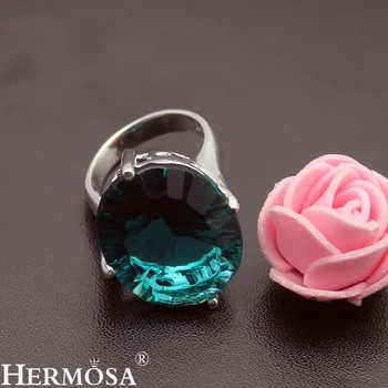 

Hermosa jewelry Fashionable oval green Peridot 925 Sterling Silver Color Best gift woman Ring size 6 HF1764