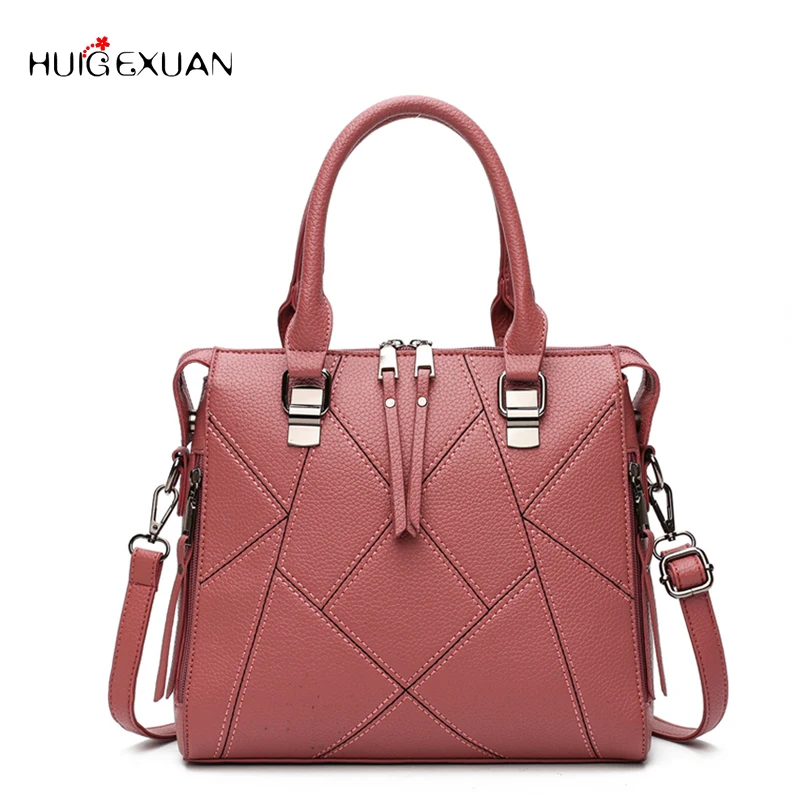 

New Women Bag High Quality Fashion PU Leather Handbags Simple Shoulder Handbag Designer Stitching Messenger Bags Shoulder Bags