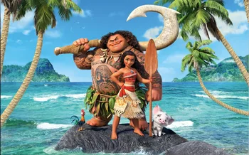 

7x5FT Moana Princess Waialiki Maui Green Plam Vaiana Ocean Custom Photo Studio Backdrop Background Banner Vinyl 220cm x 150cm