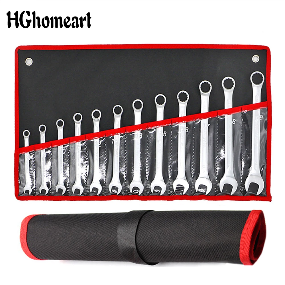 

7/12Pcs Set Dual Use Plum Wrenches Ratcheting Wrench Keys Set Chromed Gear Spanner Tool Set Car Repair Woodworking Tools