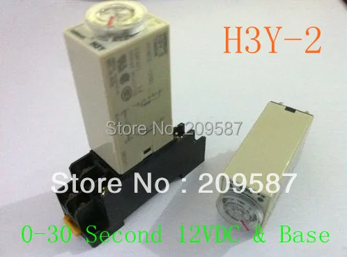 

DC 12V H3Y-2 Delay Timer Time Relay 0-30 Second 12VDC & Base