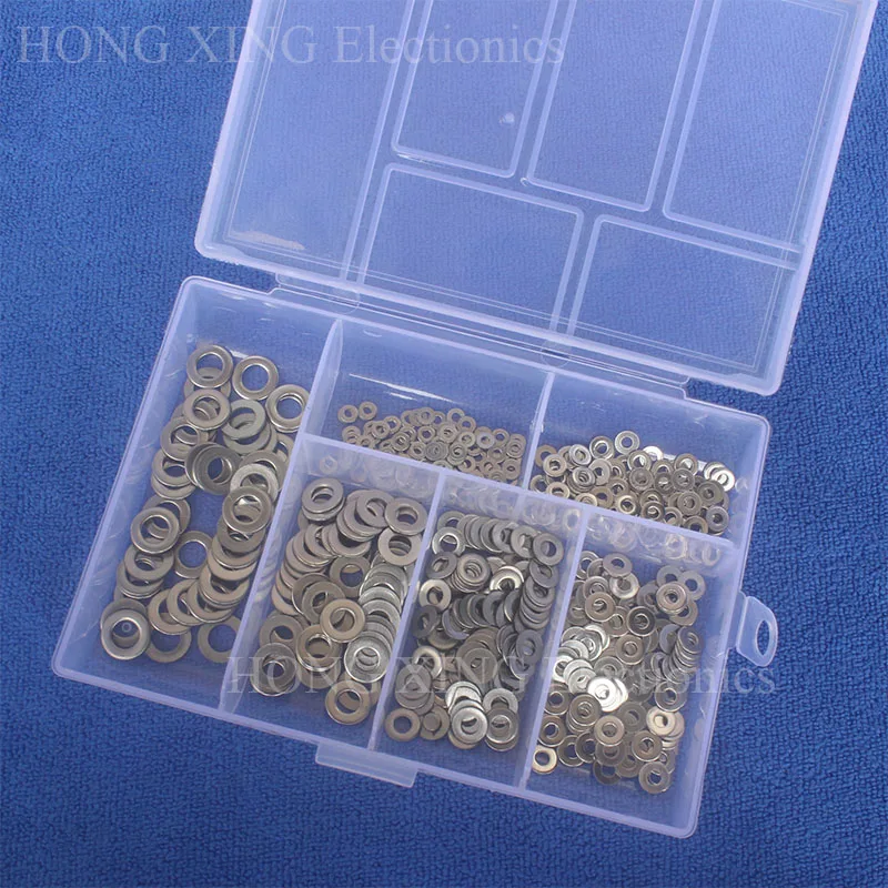 500Pcs/set DIN125 M1.6 M2 M2.5 M3 M4 M5 304 Stainless Steel Flat Washer Plain Washer Gaskets Assortment Kit 500Pcs/set DIN125 M1.6 M2 M2.5 M3 M4 M5 304 Stainless Steel Flat Washer Plain Washer Gaskets Assortment Kit