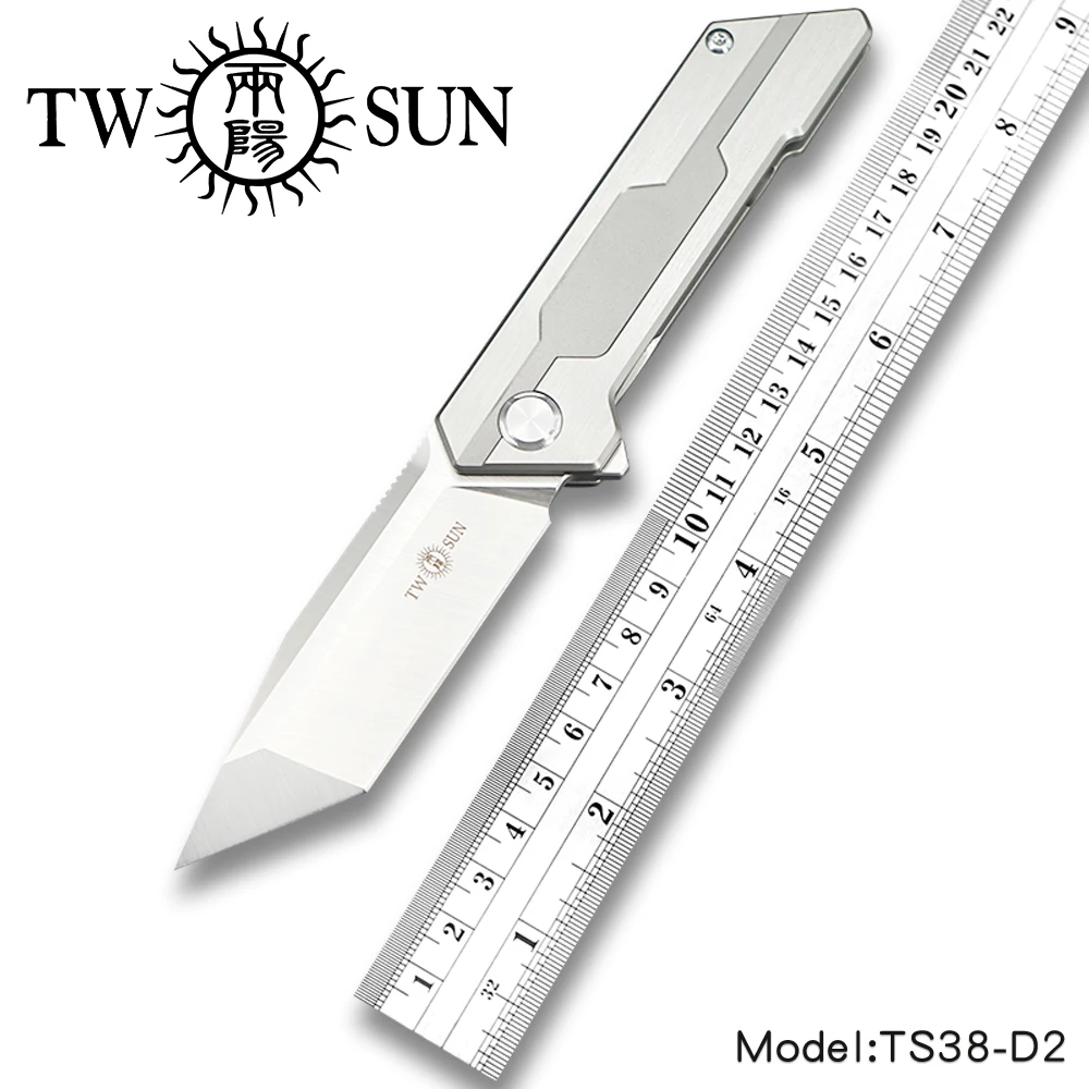 

TWOSUN d2 blade folding Pocket Knife tactical knives hunting knife survival tool EDC TC4 Titanium alloy Bearings Fast Open TS38