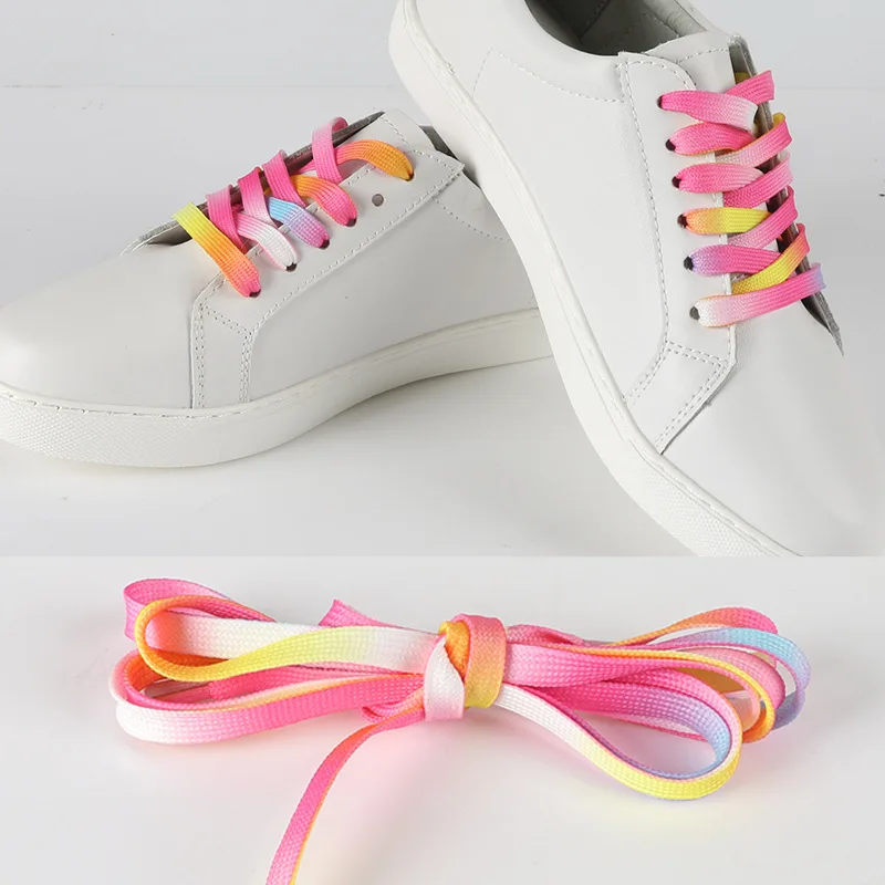 1 пара радужных шнурков цветные яркие плоские градиент цвета конфеты меняющая цветная обувь шнурки спортивные холщовые ботинки шнурки для кемпинга