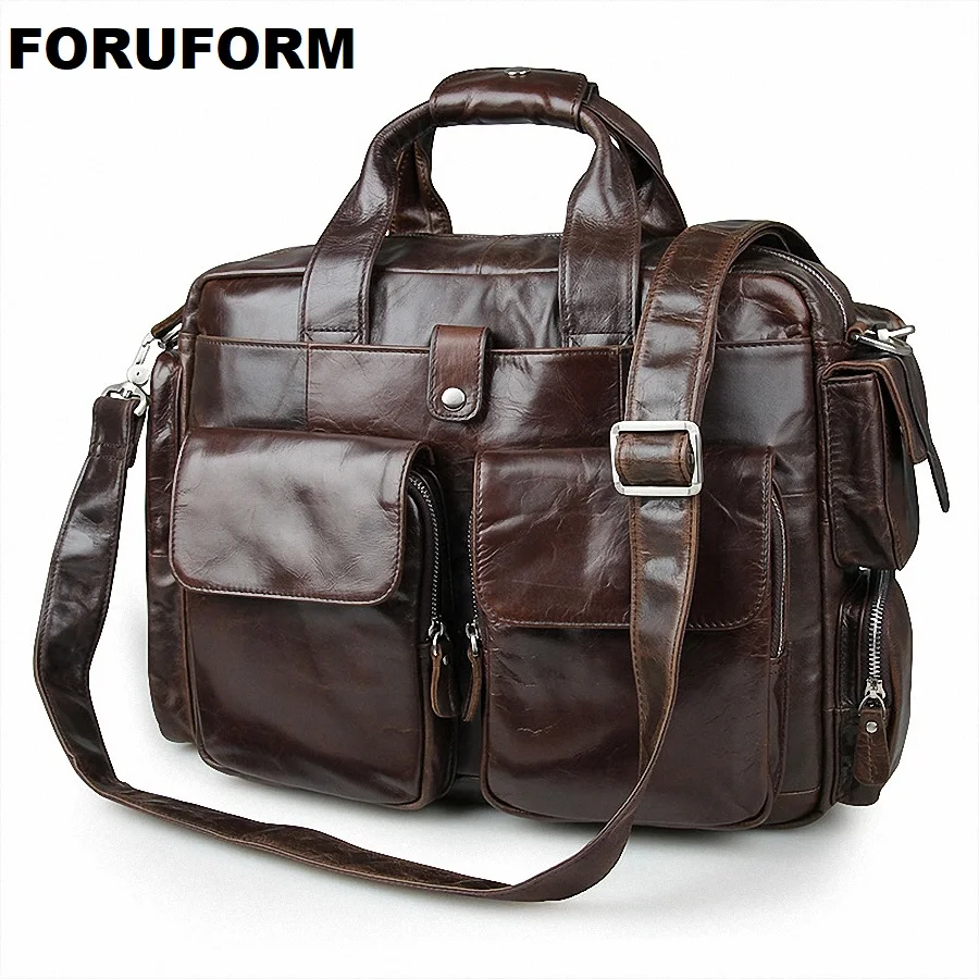 Geschäfts Mann Tote Herren Herren Zoll Taschen Echtes 15 Li Umhängetasche Leder Reisetaschen taschen Männer 1284 Coffee Laptop Aktentasche qOAAtUX