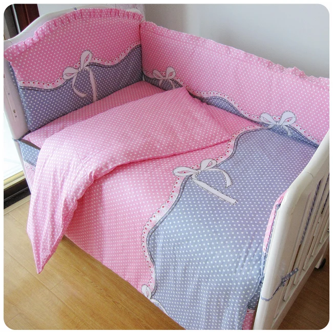 6 шт., хлопковые детские кроватки для новорожденных, бамперы, постельные принадлежности, Детские бамперы для мальчиков и девочек, унисекс, бамперы для кроватки, безопасная подушка+ простыня+ наволочка