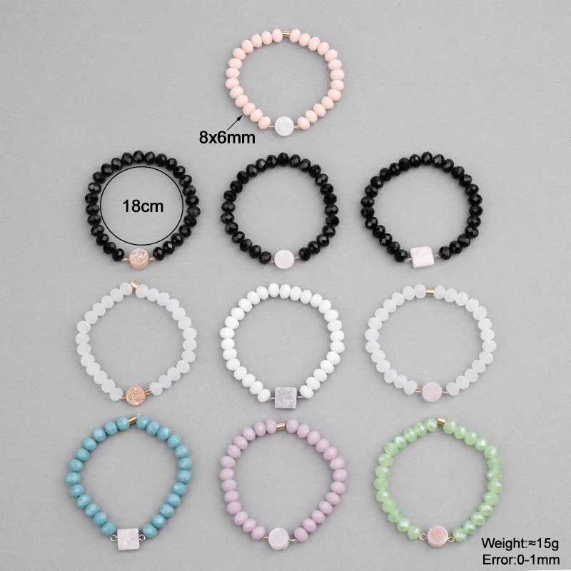Женский браслет с гранеными кристаллами Boho эластичный из натурального кварца