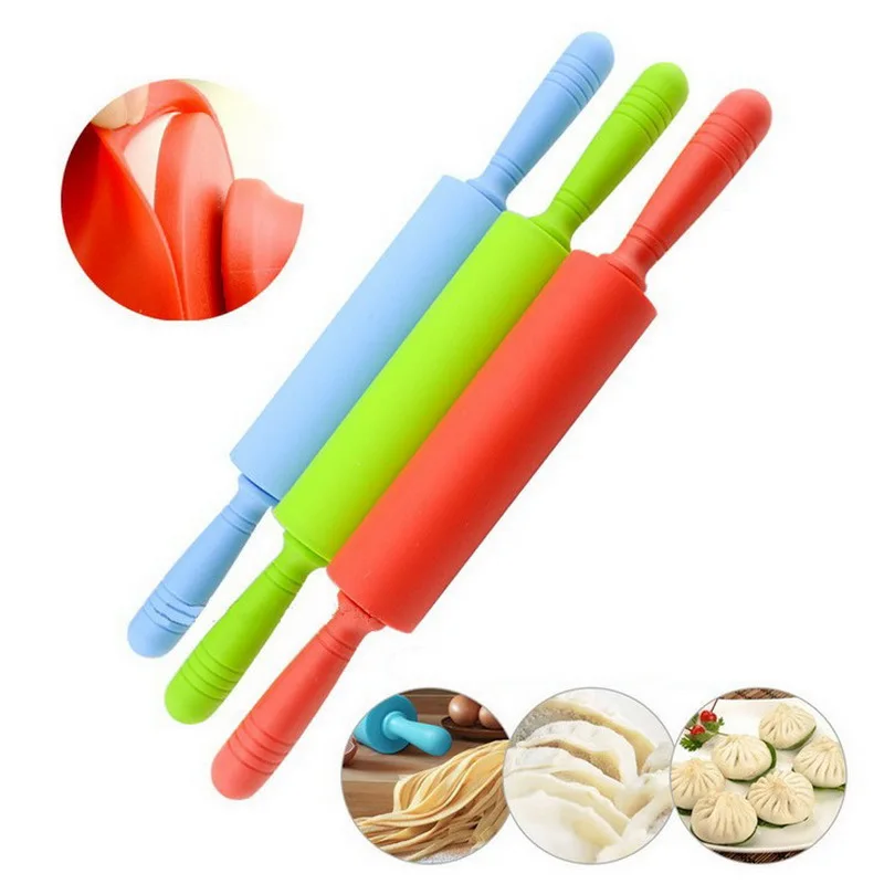 Silicone Dough Roller Middle Size Rolling Pin Colorful Pastry Toolin