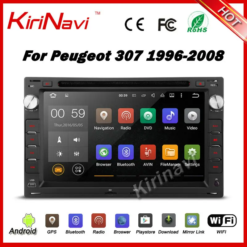 

KiriNavi Android 7.1 car dvd for peugeot 307 bluetooth car radio 1996-2008 wifi 3g mp3/mp4 player navigation system car stereo