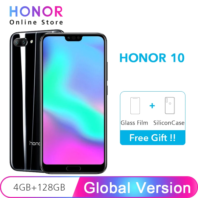 

Global Version Huawei Honor 10 4GB 128GB Kirin 970 Octa Core Mobile Phone 5.84" 24MP+16MP Dual Rear Cameras 24MP Front Camera
