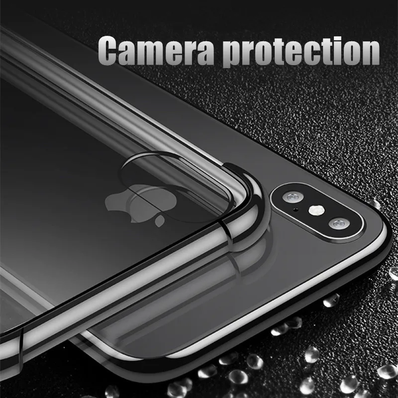 Shockproof 360 Degree Clear Protect Cover for iPhone x Case Soft TPU + Hard PC Plastic Cover For iPhone 6s 6 7 8 Plus xs xr Case