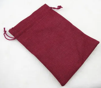 

13x18cm10pcs burgundy dark red linen jute bag drawstring necklace jewelry package bag gift bag Wedding packaging bag