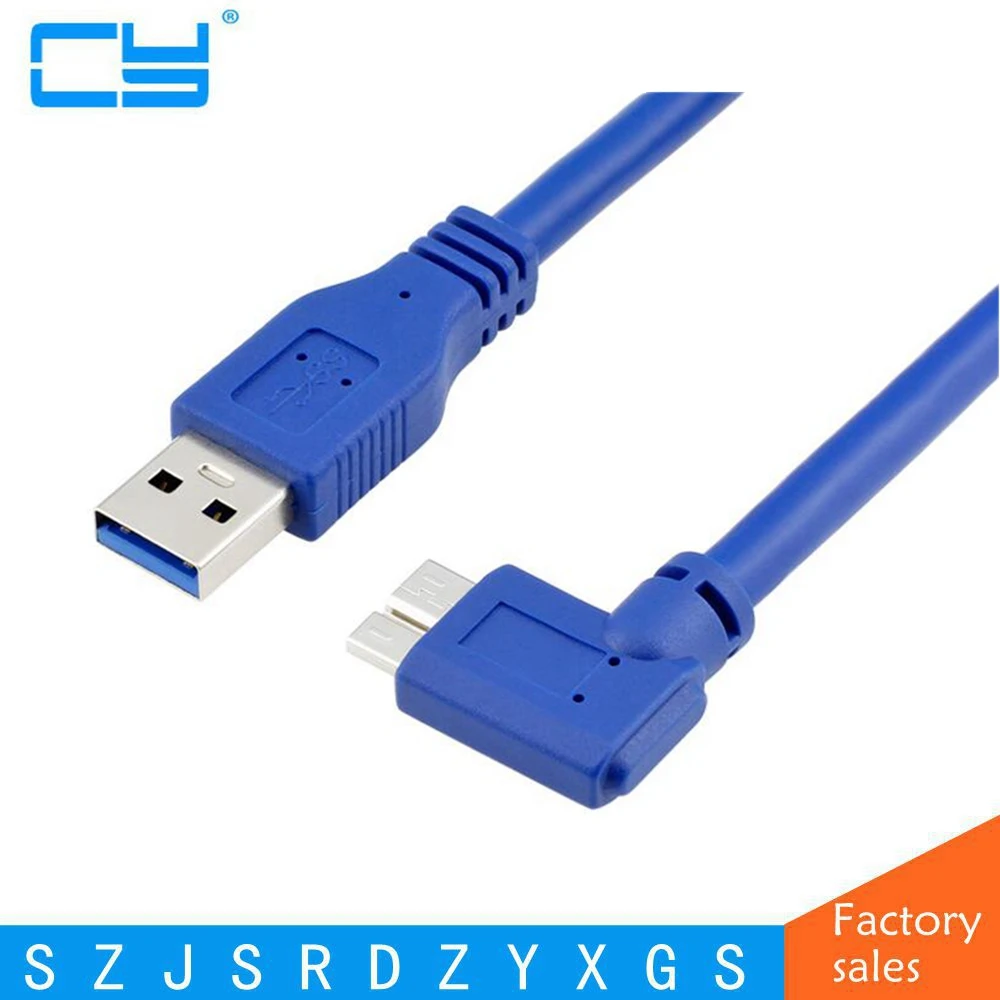 60 см/100 см Высокоскоростной USB 3 0 до 90 градусов прямоугольный Micro B кабель для