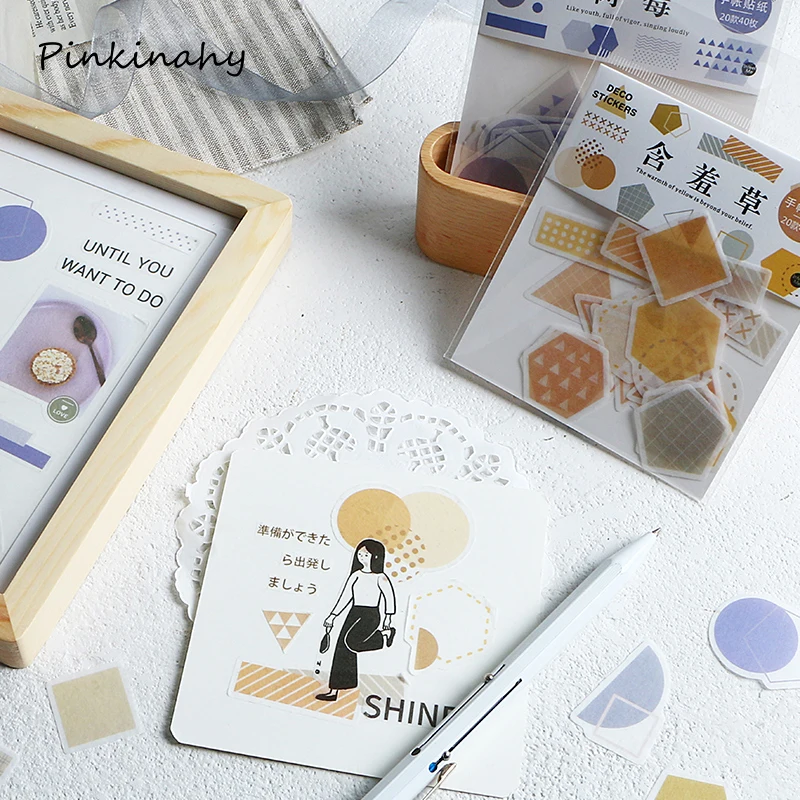 

40 pcs/pack Cute Basic Stick Marker Book Page Index Geometry Shaped Sticky Notes Memo Pad Paster Stickers Office School Supplies