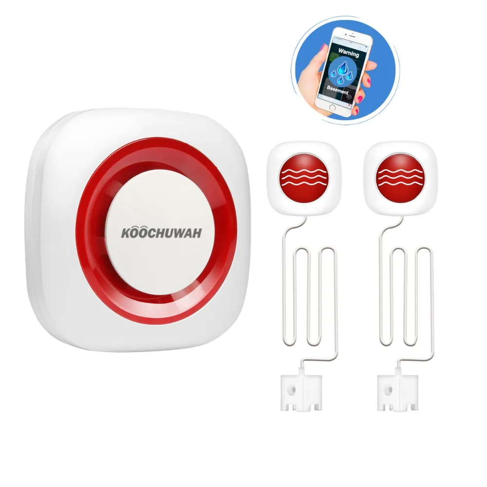 KOOCHUWAH Water Leak Protection Pool Alarm GSM Smartphone Call Message Notice Wireless Leak Water Detector Flood Sensor Alarm