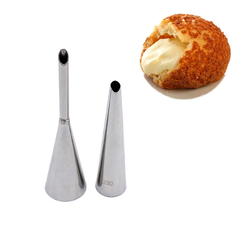 

2 pcs/set Stainless Steel Puff Cream Pastry Piping Nozzles Set Cupcake Cake Decorating Tips
