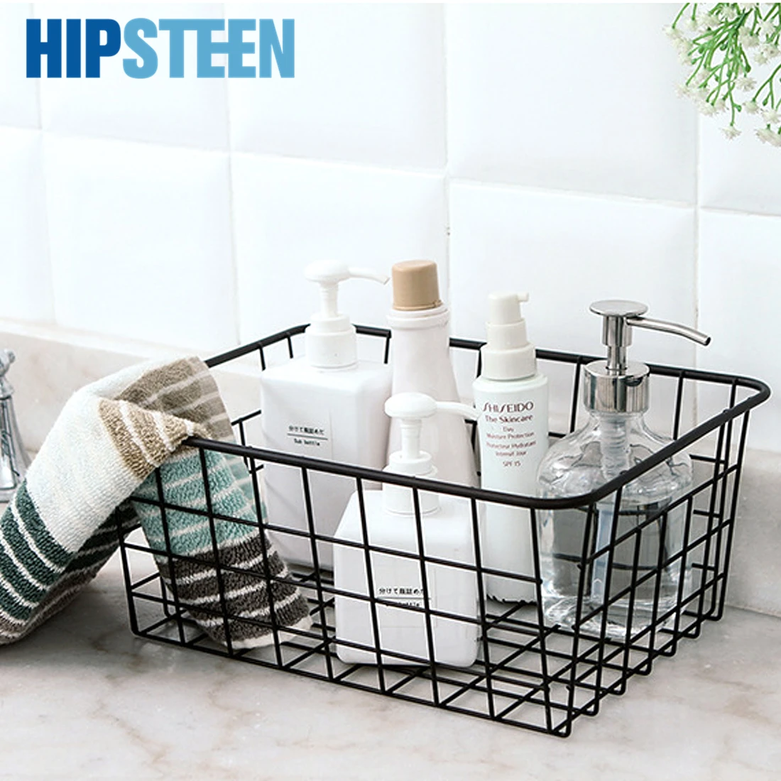HIPSTEEN المنزلية الحديد الفن سلة التخزين المطبخ غرفة نوم أشتات الوجبات الخفيفة سلة تنظيمية للأدوات أسود أبيض HIPSTEEN المنزلية الحديد الفن سلة التخزين المطبخ غرفة نوم أشتات الوجبات الخفيفة سلة تنظيمية للأدوات أسود أبيض