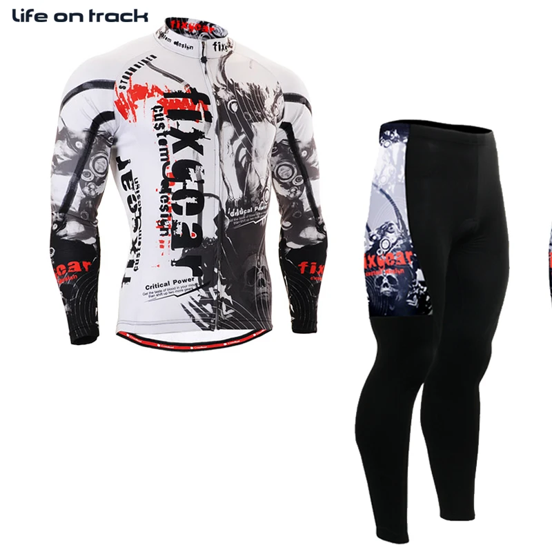 

Gray Shadow Skull Printing Long Sleeve Bicycle Clothing Jersey Mountain Biking Tops Bottom Cycling Jersey Skins Cycling Clothing