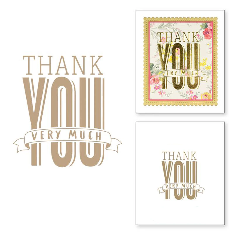 

Thank you letter label Cutting Dies Stencil DIY Scrapbooking Photo Album Embossing For Gift Card Making Handcraft 2019