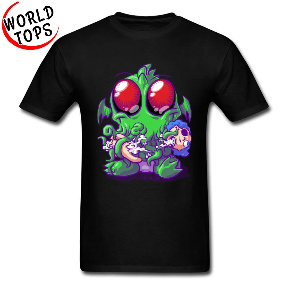 Customized Lil Cthulhu Mens Top T-shirts 2018 Fashion VALENTINE DAY Short Sleeve Tops Tees Crewneck Pure Cotton Tee Shirts Lil Cthulhu black