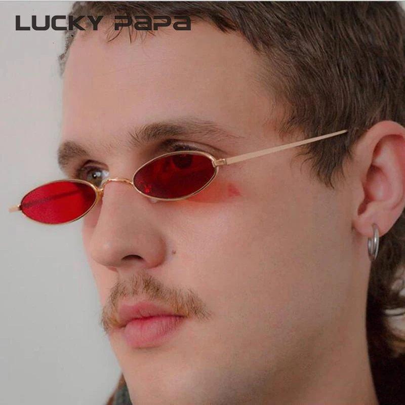 NEW Small Round Sunglasses For Men Male Retro Metal Frame Yellow Red